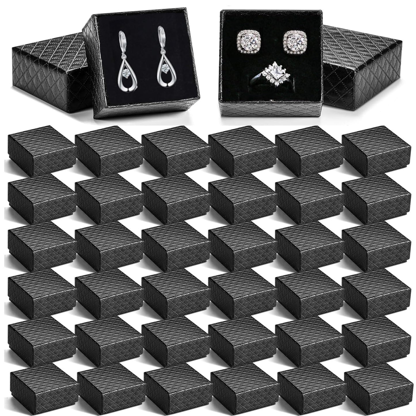 Lingletu 48Pcs Jewelry Gift Box Set -2 x 2x 1.2 Inch Ring Boxes with Velvet Liner for Earrings, Necklaces, Bracelets - Wedding, Engagement, Birthday Presentation - Retail Display Boxes