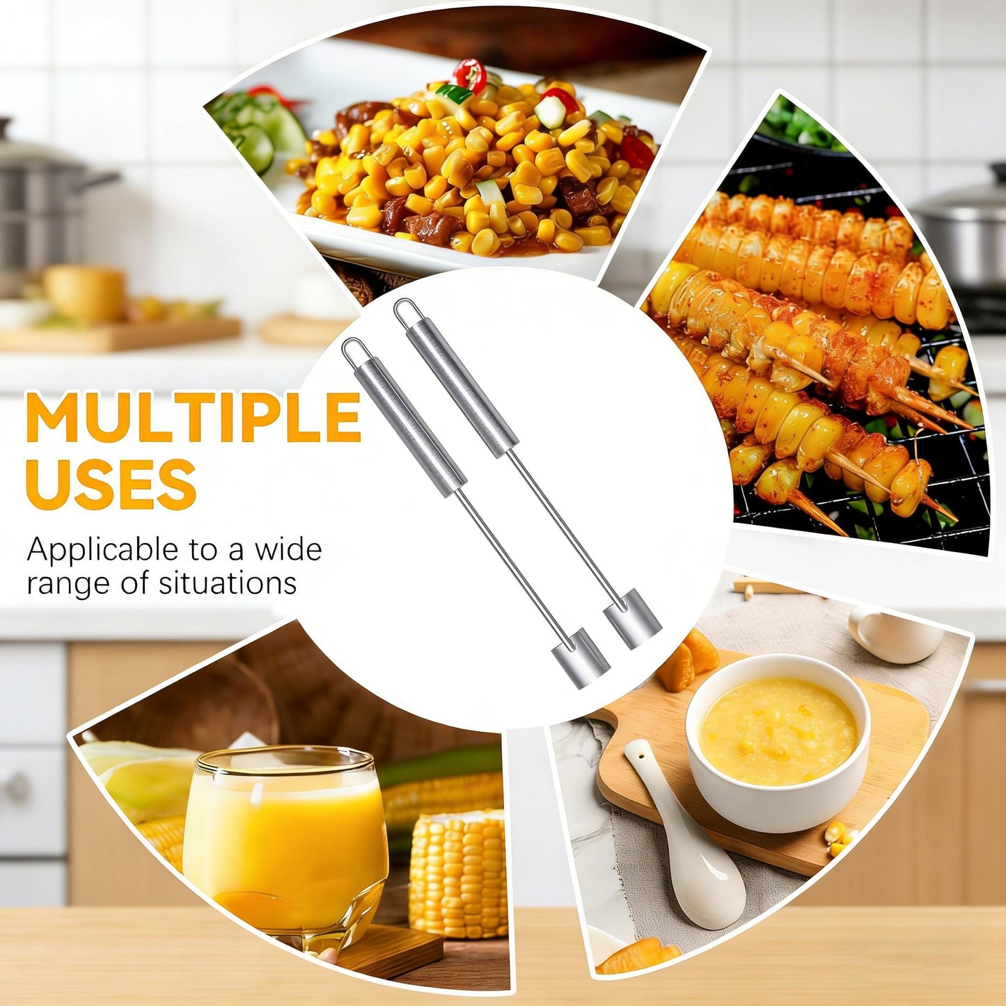 2PCS Corn Peeler, 2026 New Upgrade Corn Cob Peeler Stripper Cutter Remover,Stainless Steel Corn Stripping Tool for Corn on the Cob for Home Kitchen, Restaurant, Picnic