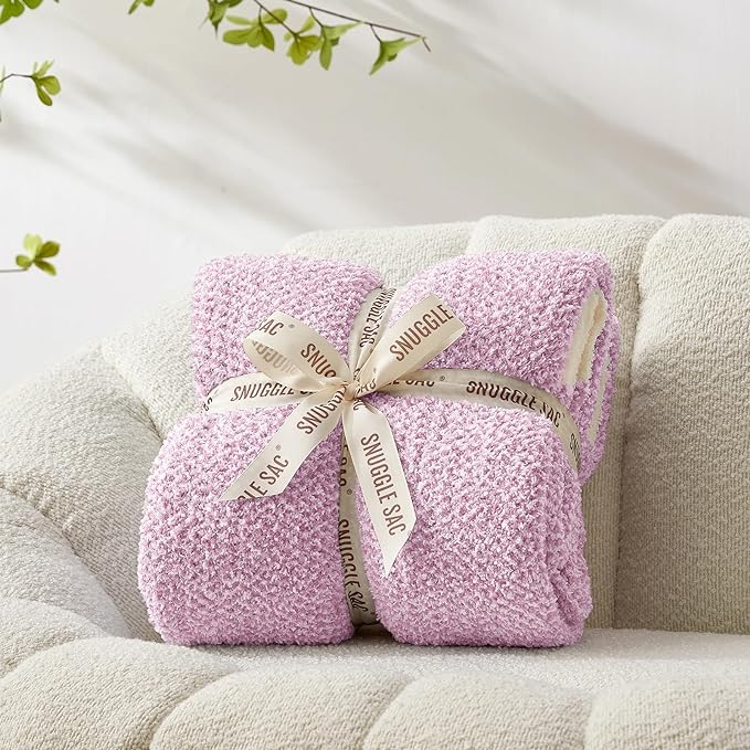 Snuggle Sac Bedding Blanket Light Purple Twin Size, Super Soft Warm Cozy Blankets for Bed, Living Room, Luxurious Microfiber Blanket Dupes, Heather Lilac, 60x80 inches