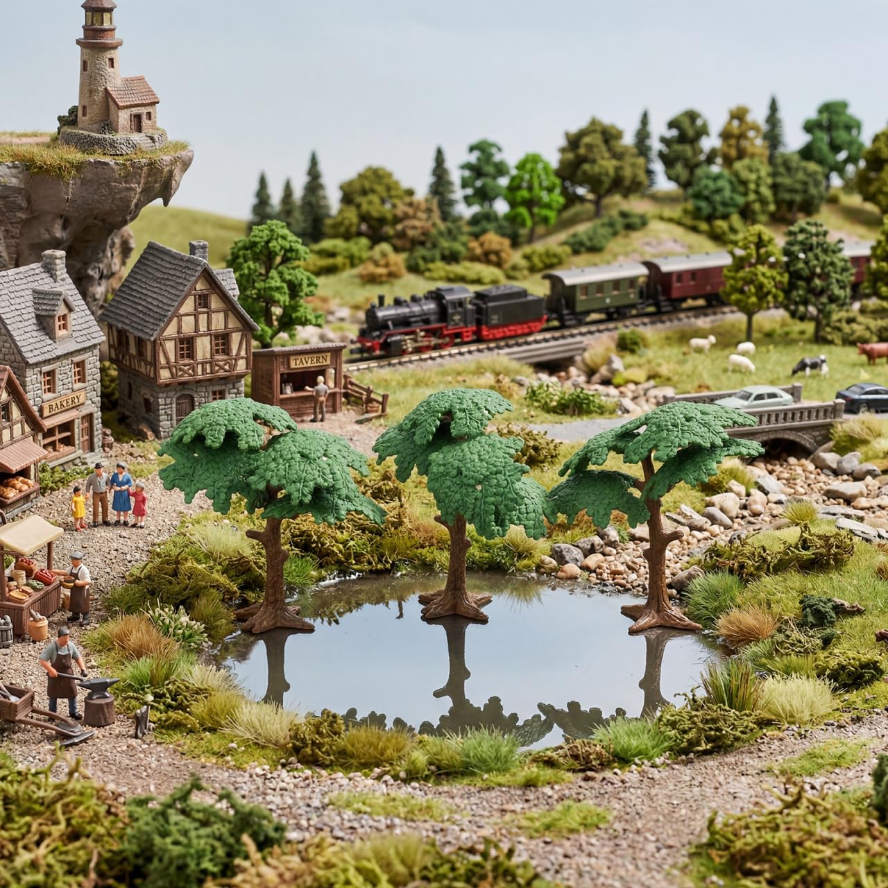 NUOBESTY Model Trees, 3pcs Mini Pine Tree Cypress Model Train Scenery Architecture Trees Fake Trees Model Diorama Tree for Landscape, Sand Table, Dollhouse Decor