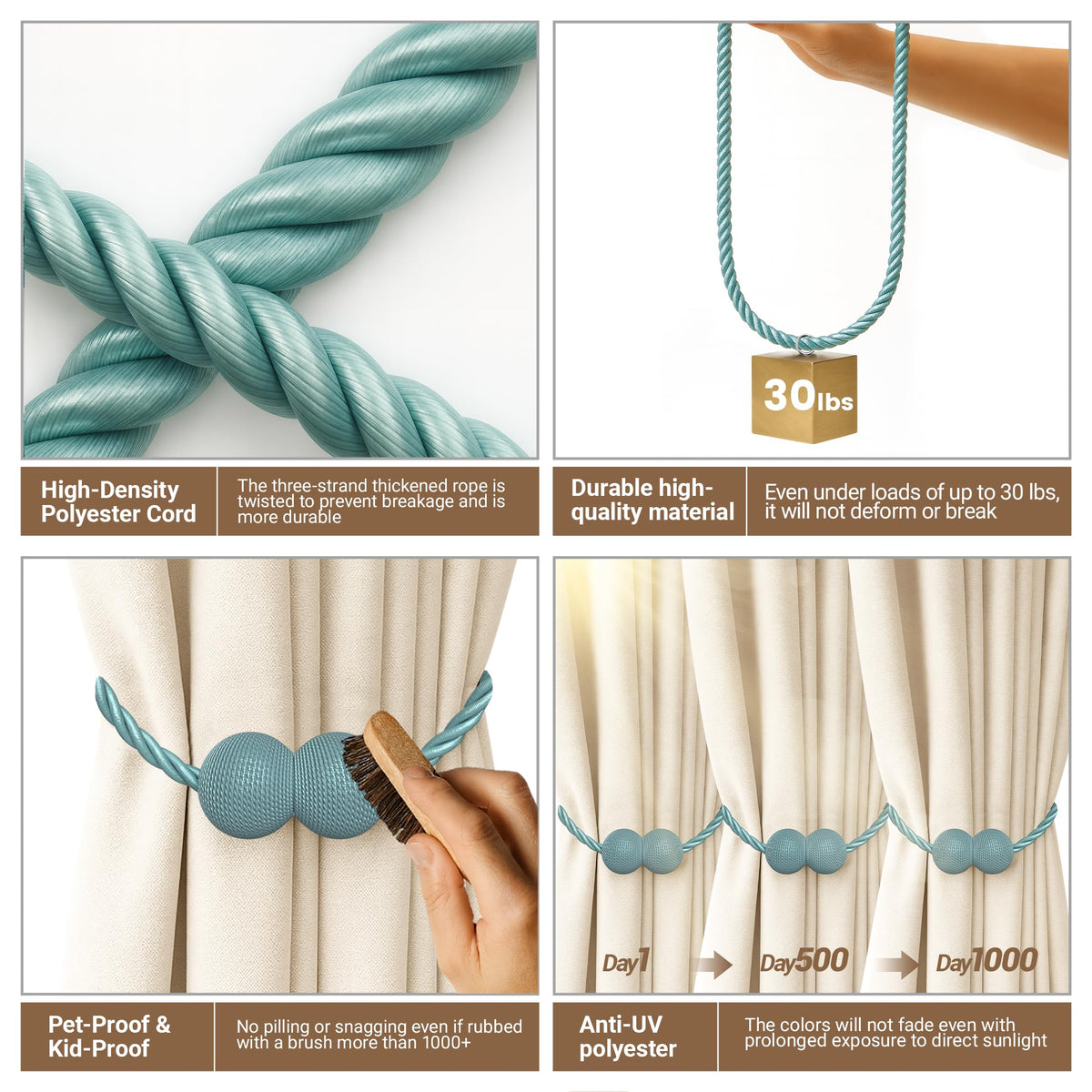 Magnetic Curtain Tiebacks Blue 6pcs (6 Count)