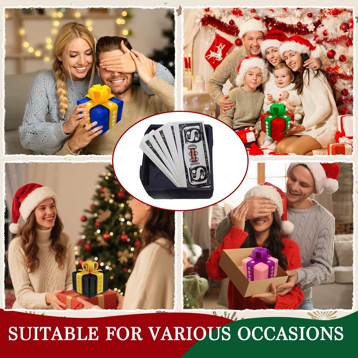 PUEEZOC Annoying Gift Box with Screws Hard to Open Gift Box Prank Gifts Funny Annoying Present Box Novelty 3D Printed Gag Gift for Christmas(Black Gold)