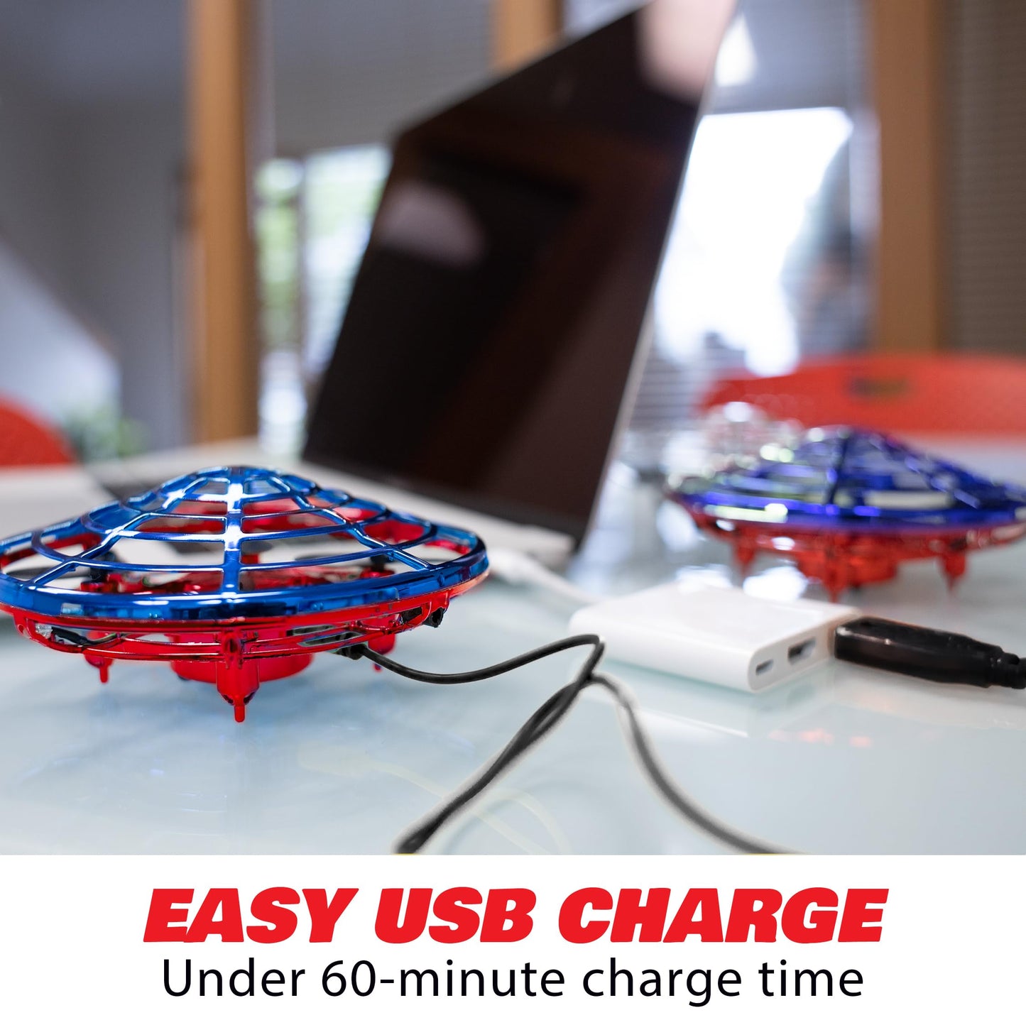 Force1 Scoot Combo Hand Operated Drone for Kids or Adults - Hands Free Motion Sensor Mini Drones, Easy LED Indoor Rechargeable UFO Flying Orb Ball Drone Toys for Boys and Girls (Red/Blue)