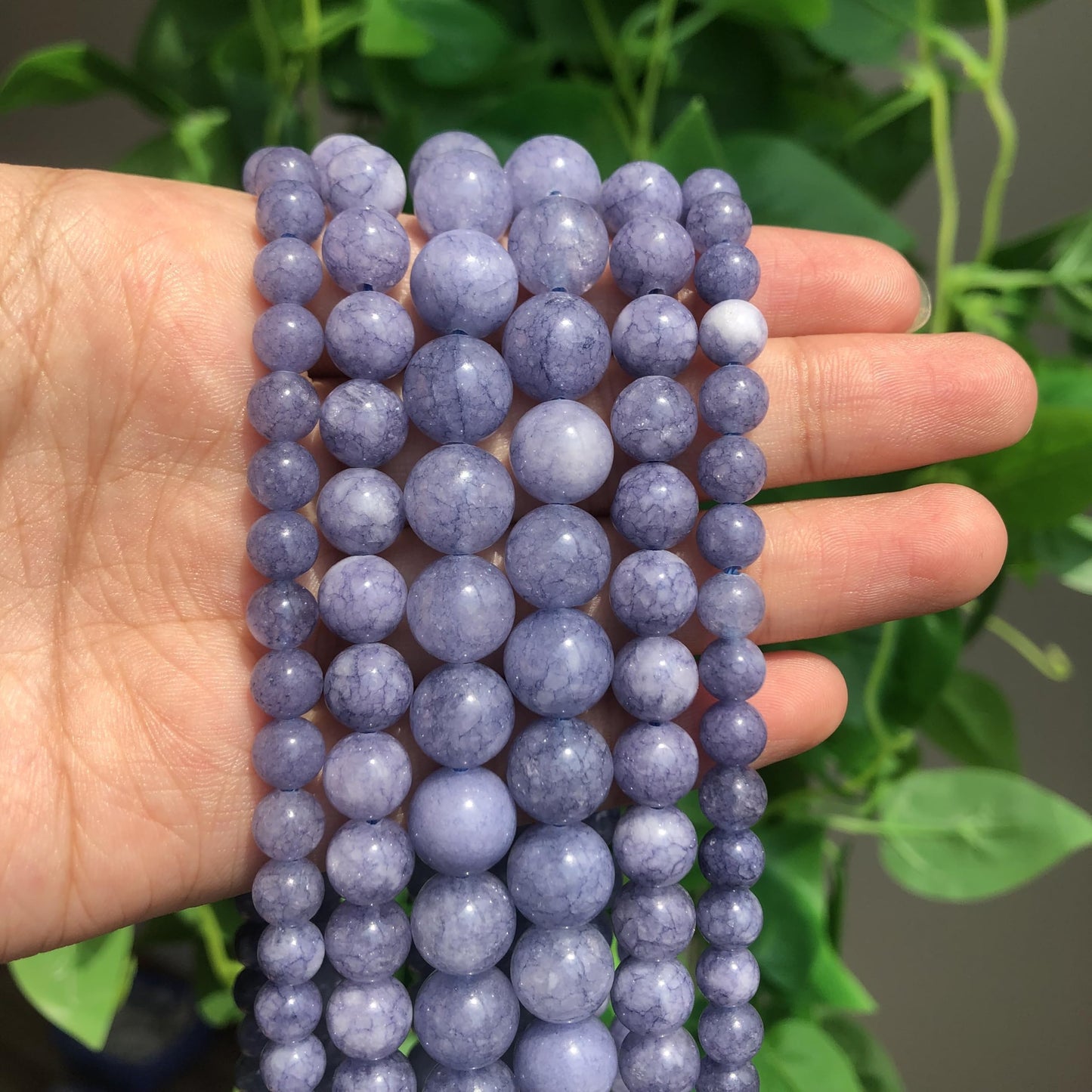 Yochus 60pcs Blue Angelite Stone Beads，6mm Healing Power Natural Stone Round Loose Beads for Jewelry Making Earring Necklace DIY Crafts