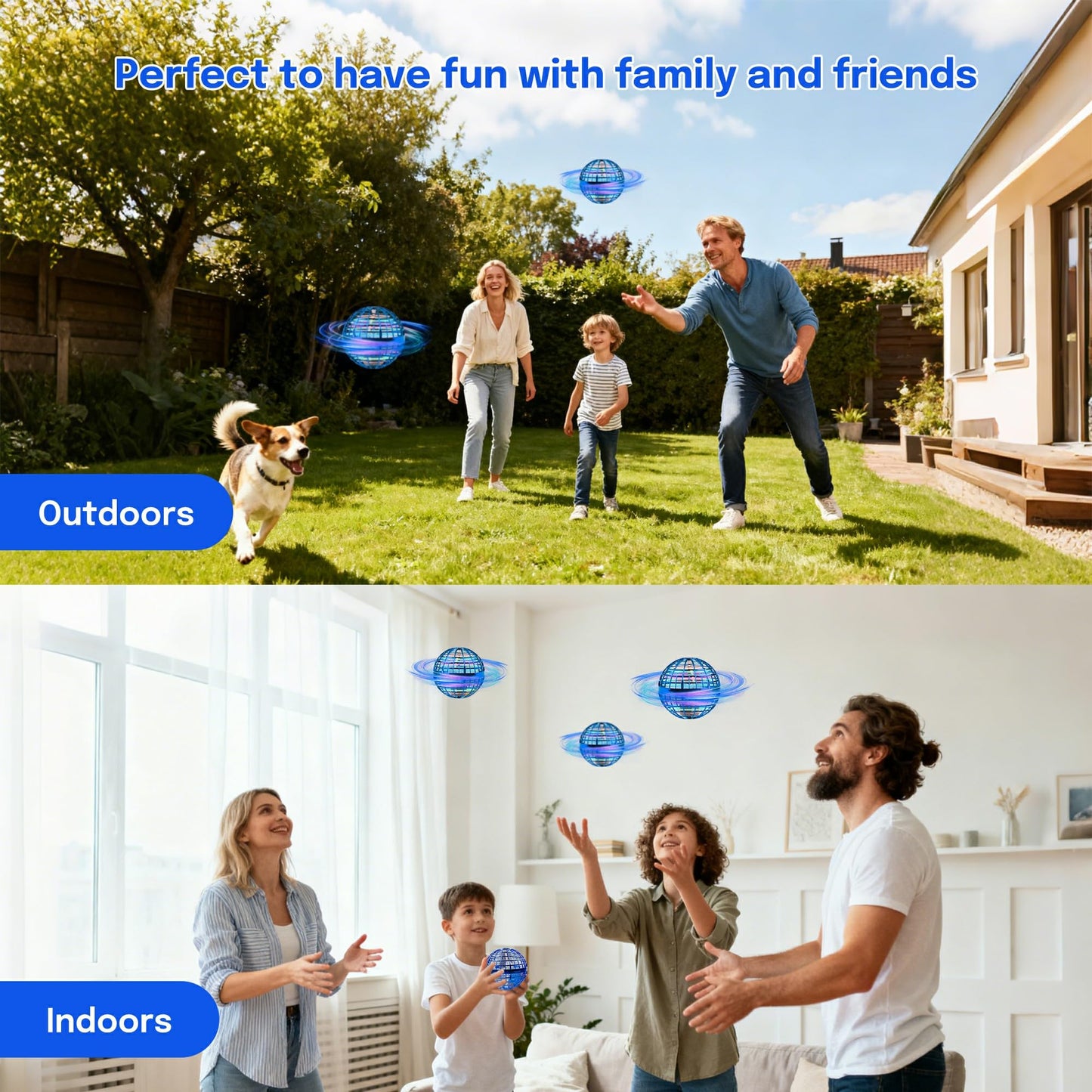 Flashbee Flying Orb Ball 2025 Toys: Cosmic Fly Ball LED Magic Boomerang Hover Orbs - Blue Cool Birthday Gift for Boys Girls Indoor Outdoor - Safe & Durable Fidget Spinner Boomerang Mini Drone