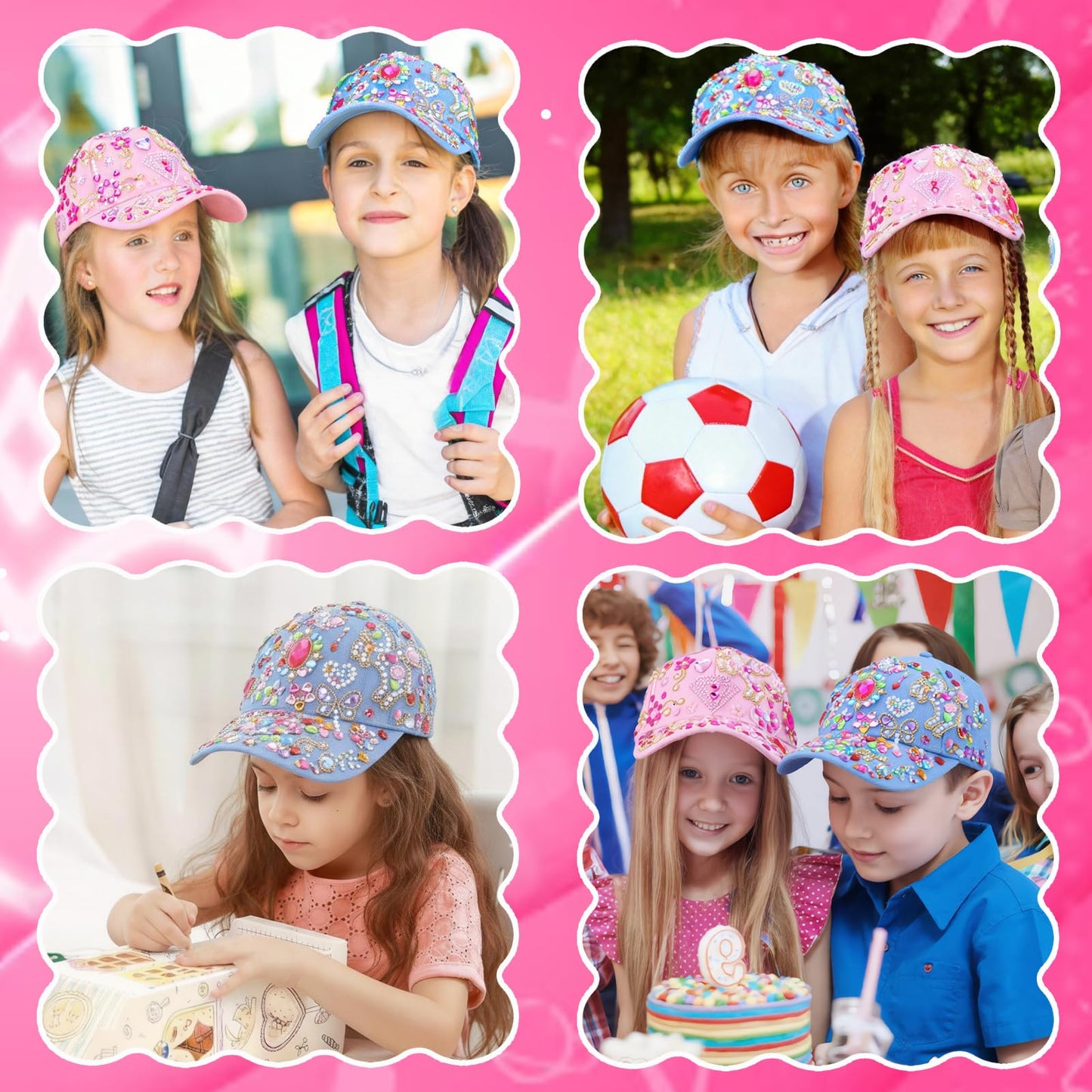 Zhamate DIY Baseball Cap Craft Kit for Girls, Kids Crafts with Stickers, Creative DIY Hat for Ages 6–12, Birthday Easter Gift Activity Set