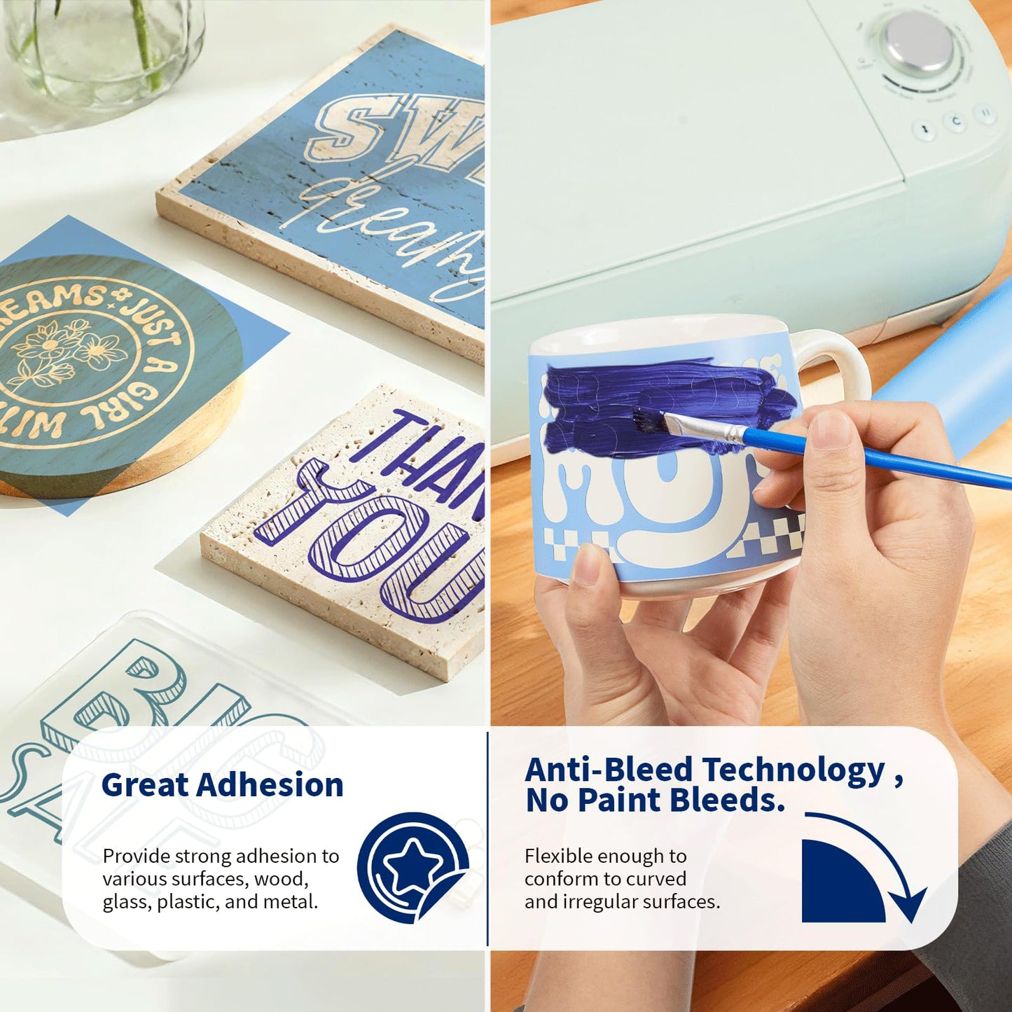 TECKWRAP Blue Stencil Vinyl - Blue Stencil Film for Craft Cutter - Removable Vinyl Stencil Paper - Easy to use, No Residue, Multi-Purpose (12” x 30FT)