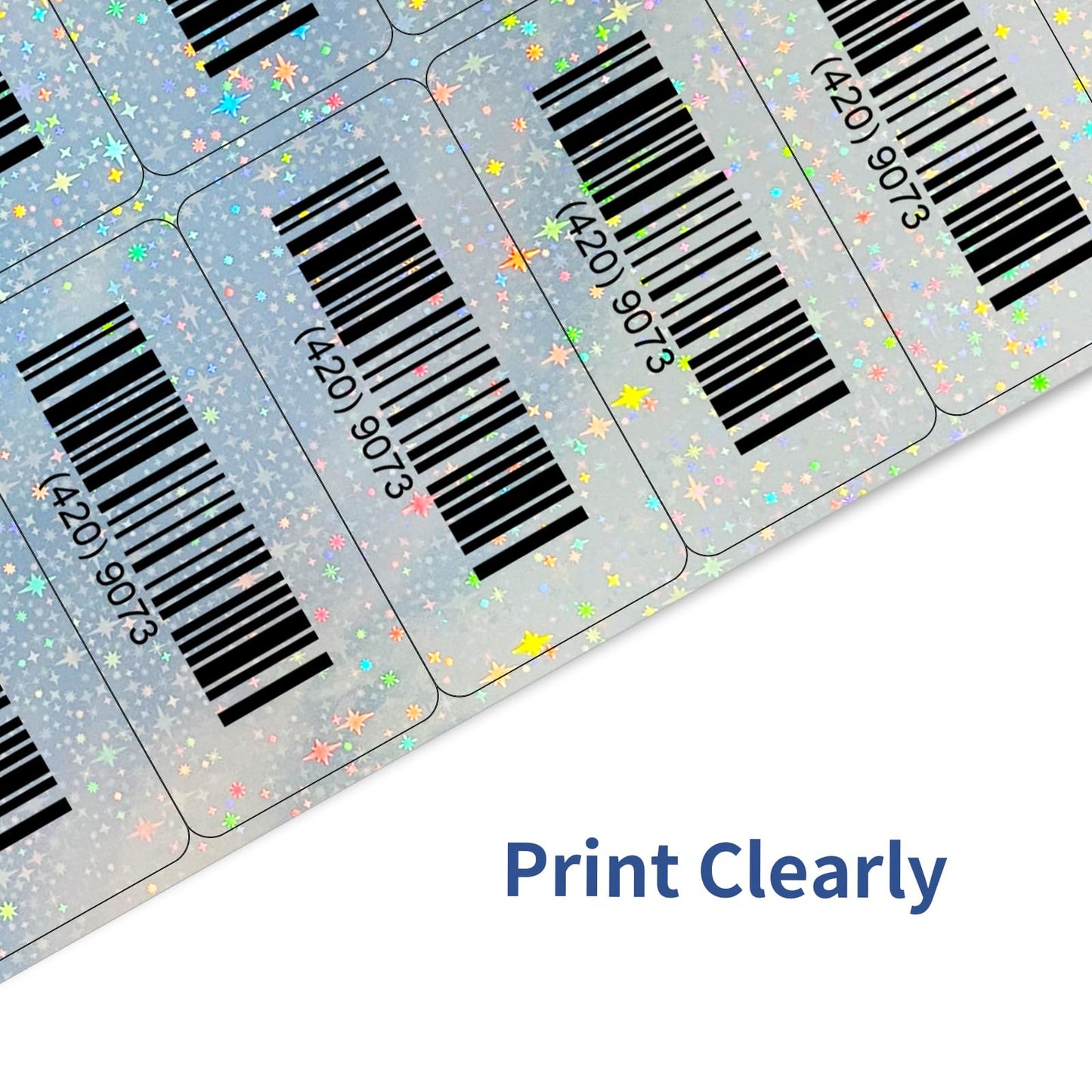 STARLIBOO Shipping Labels Stickers, 2"×4" Printable Holographic Mailing Labels for Laser/Inkjet Printing- Matte, Permanent Adhesive Sticker (Holographic Star)