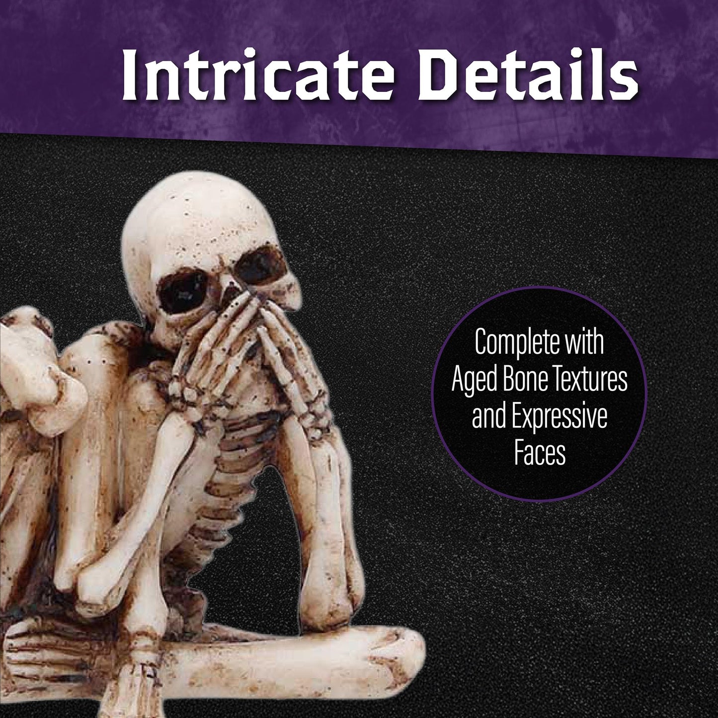 Nemesis Now Three Wise Corpse Figurines 7.3cm – Gothic Skeleton Home Decor, See Hear Speak No Evil, Hand Painted Resin Statue, Gifts for Collectors