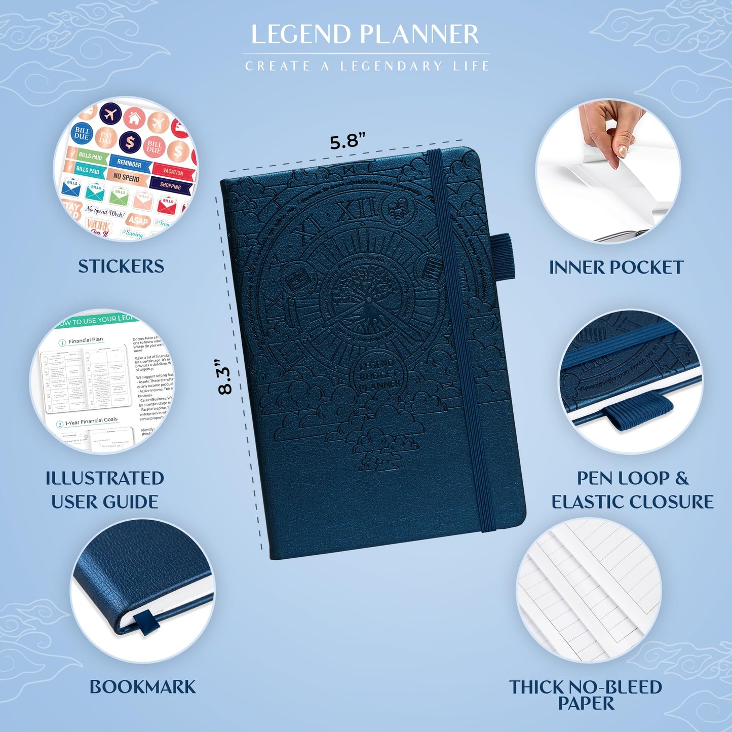 Legend Budget Planner – Financial Organizer Book. Money Account & Expense Tracker Notebook Journal for Household Monthly Budgeting (Mystic Blue)
