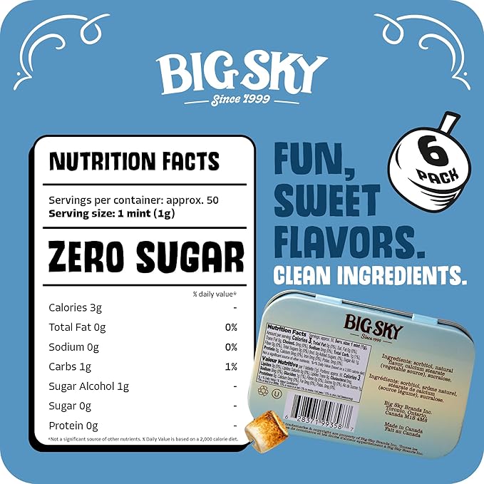 Big Sky Sugar Free Marshmallow Mint Tins: 6-Piece Box