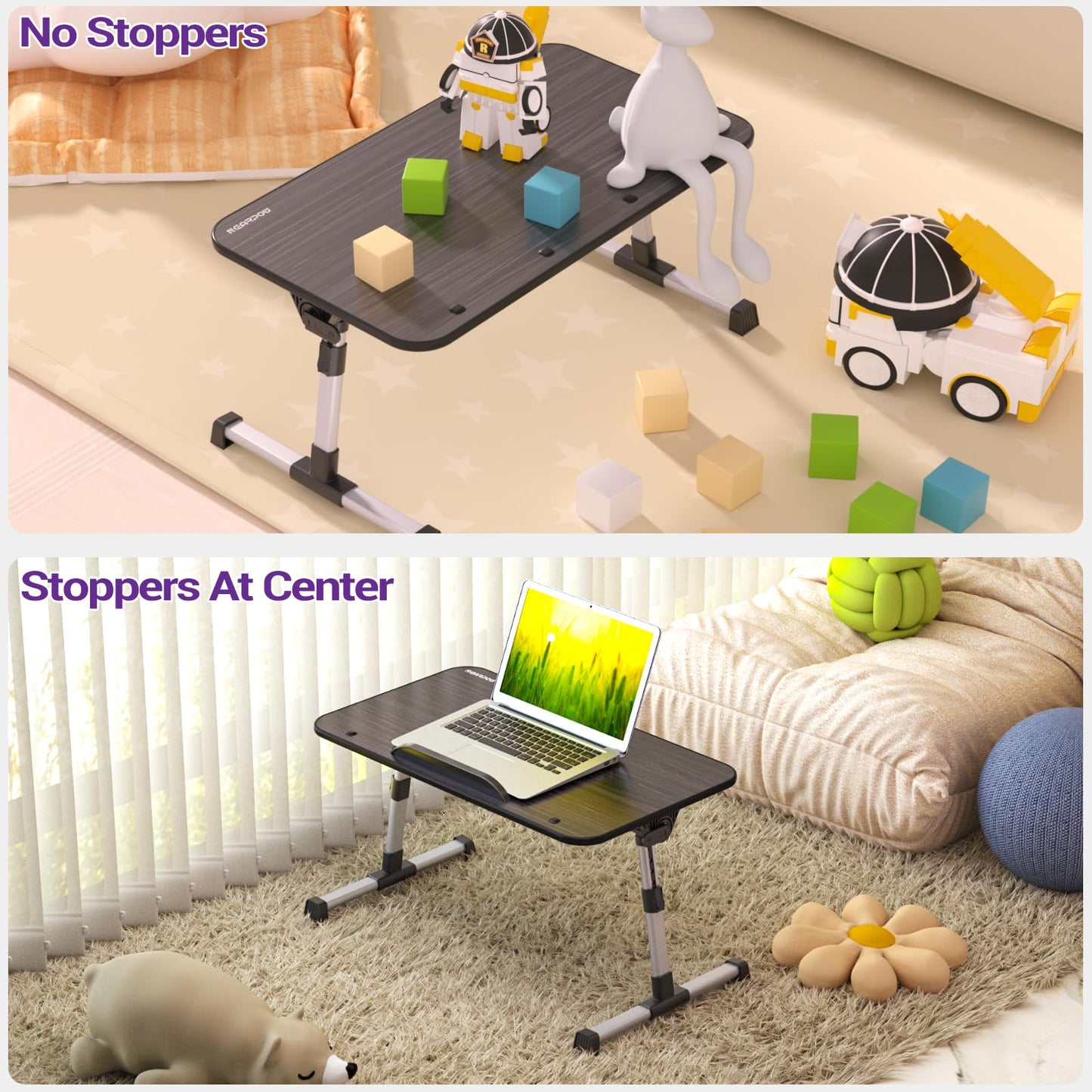 Laptop Bed Tray Table, Nearpow (Larger Size) Adjustable Laptop Bed Stand, Portable Standing Table with Foldable Legs, Foldable Lap Tablet Table for Sofa Couch Floor - Large Size