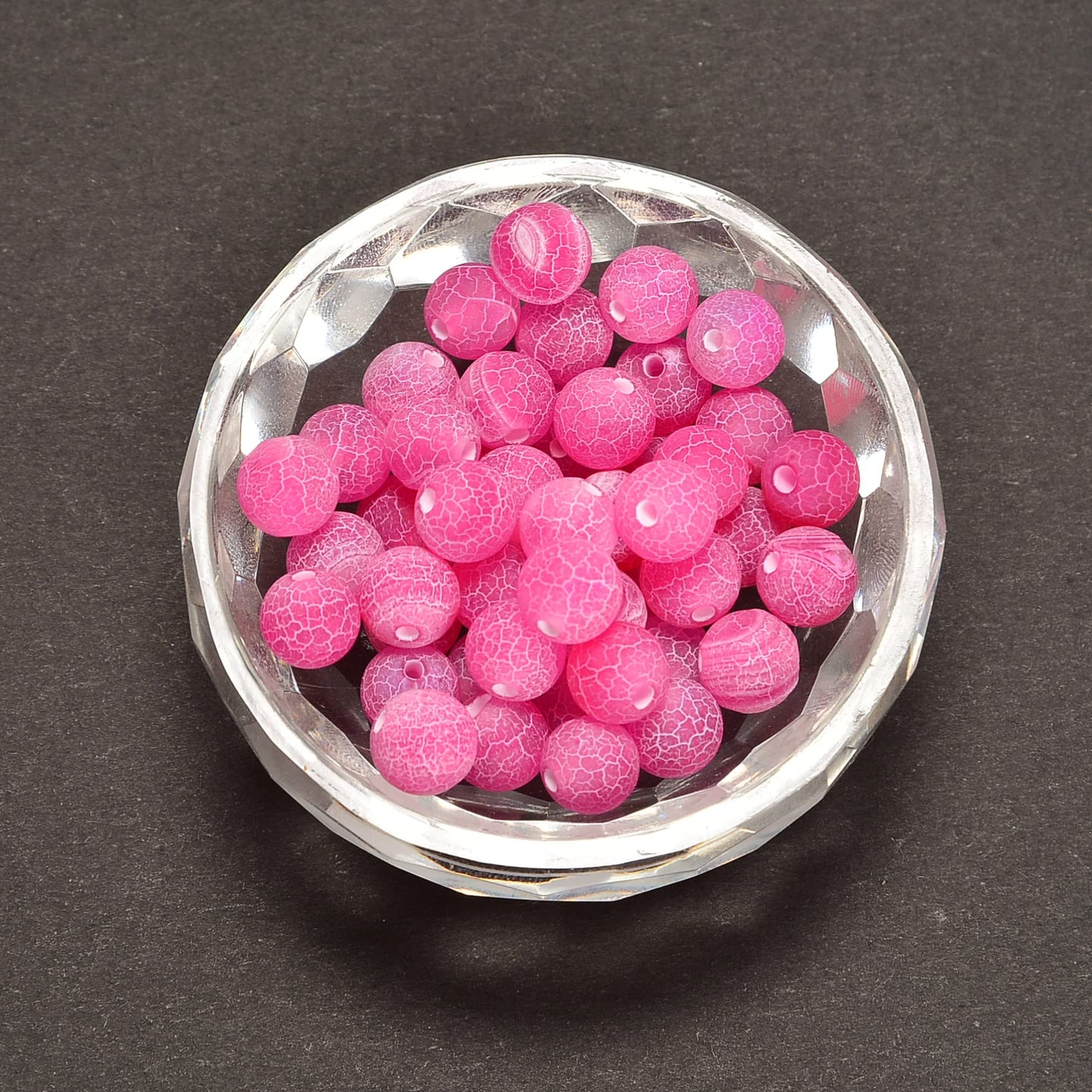jodaying 10mm Pink Froasted Agate Round Natural Gematone Loose Beads for Jewelry Making DIY 1 Strand 15"