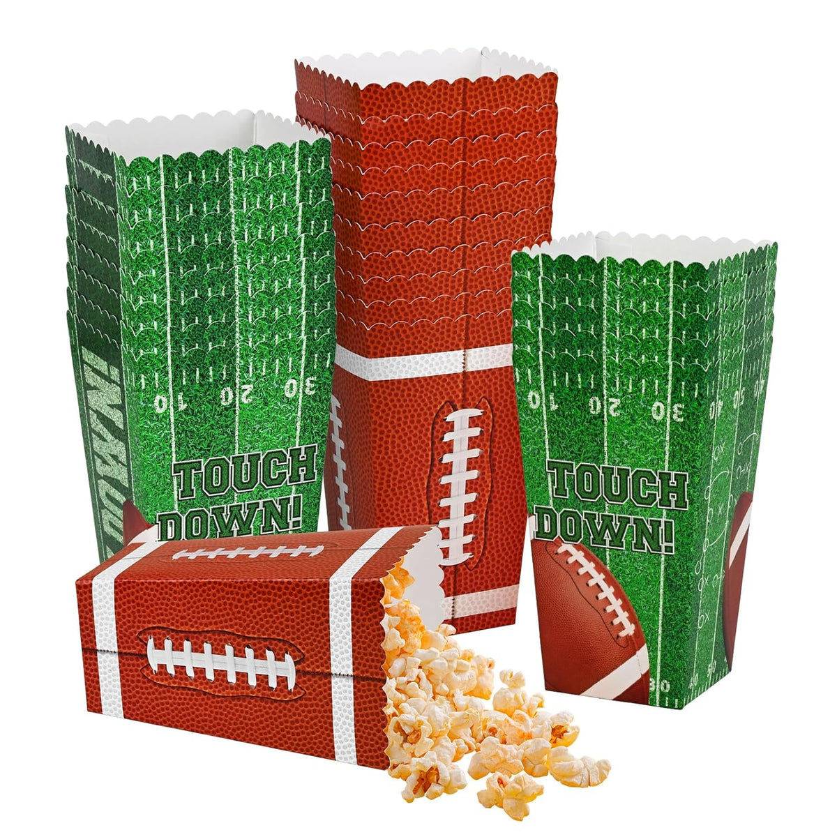 Football Party Supplies Kit for 24 - Popcorn Boxes，Popcorn Buckets for Birthday, Tailgate Celebrations | Football Party Favors & Decorations Set