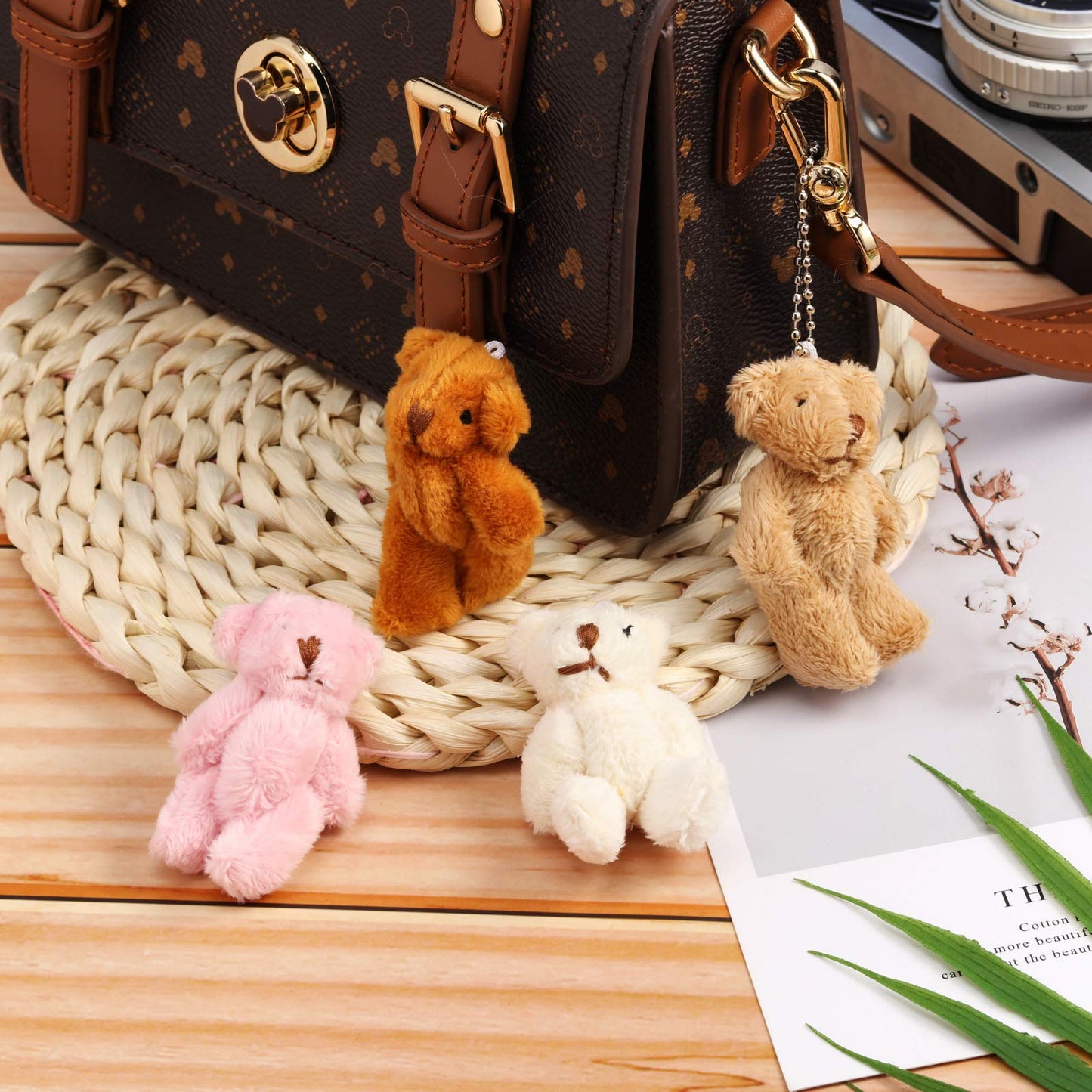 40 Pcs Mini Bear Toy Stuffed Tiny Bear Jointed Bear Soft Bear Keychain Mini Bear Stuffed Animal Small Plush Bears Tiny Bear Doll for Valentine’Day Bag Charm DIY Accessory(Cute Style, 6 cm)