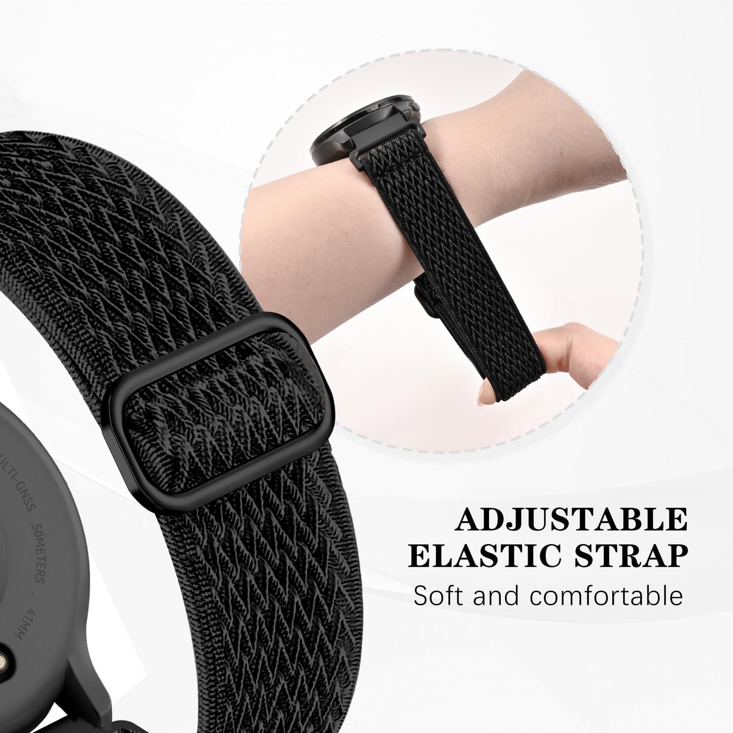 Tovimall 3 Pack ID208 Plus Smart Watch Bands for Fitpolo/Quican/Aeac/Tensky ID208 Plus Smartwatch, 22mm Elastic Nylon Replacement Wristband Adjustable Straps for man woman