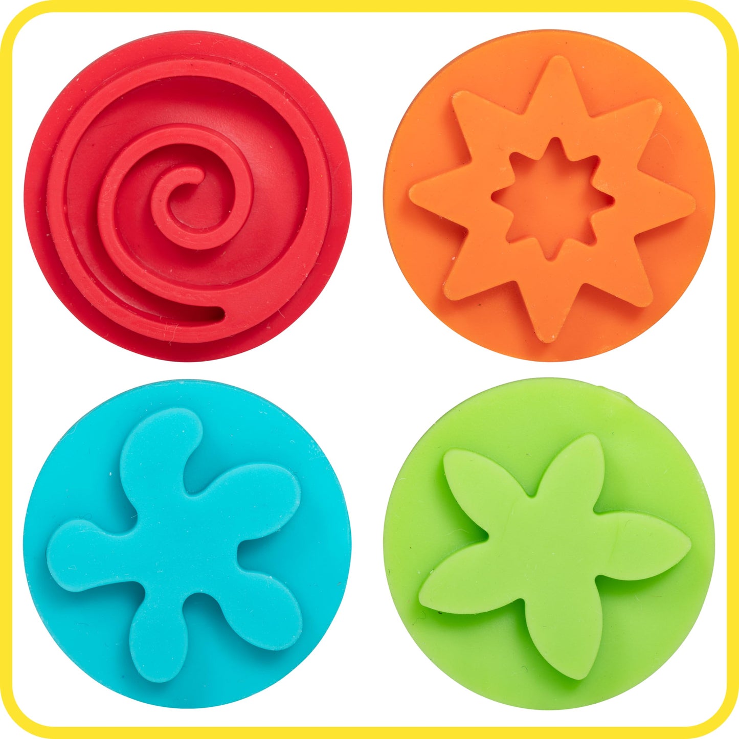 READY 2 LEARN Triangle Grip Stampers | Patterns | Set of 4 | Ages 2+ | Easy to Hold Paint and Dough Stampers for Kids