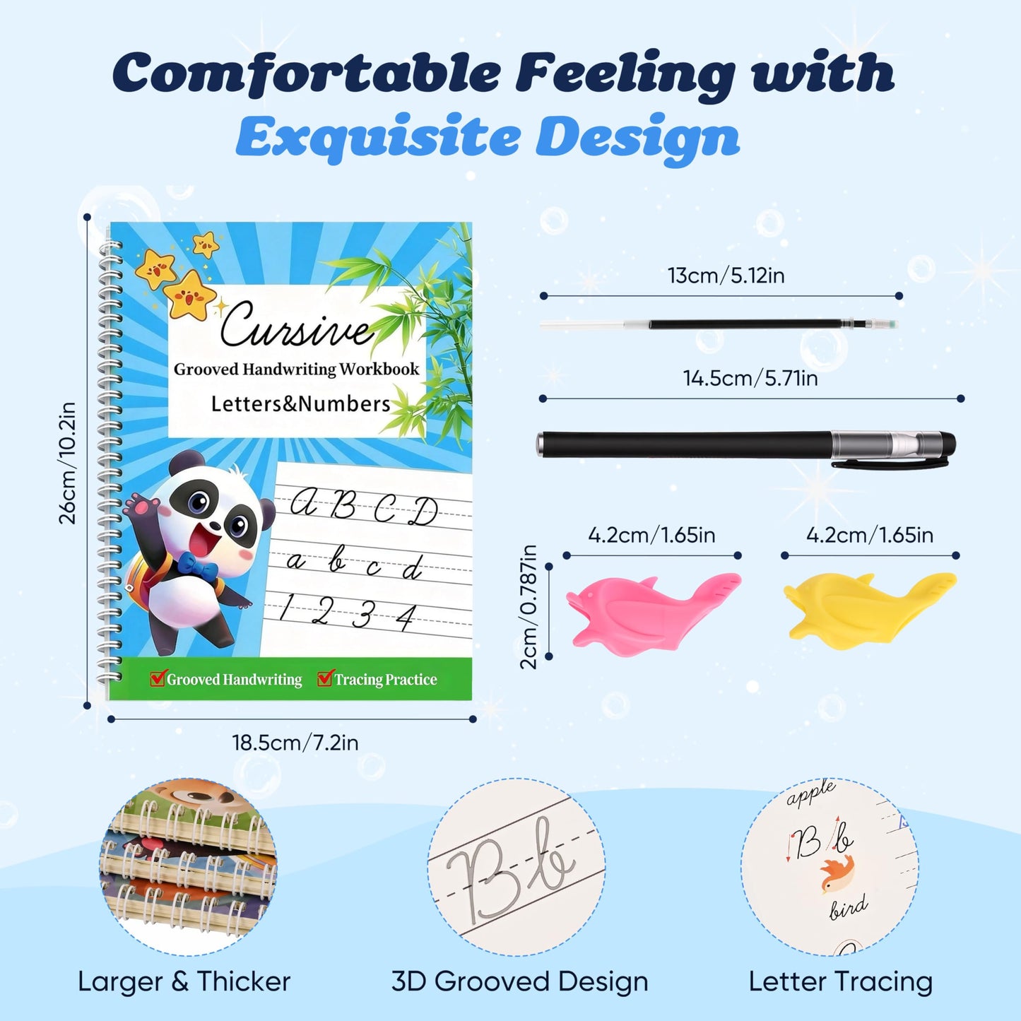 Grooved Cursive Handwriting Workbook for Beginners Kids Ages 8-12 | Cursive Writing Practice Book | Magic Ink Cursive Books with Riddles, Stories & Quotes | Handwriting Practice for Kids 8-10 Cursive