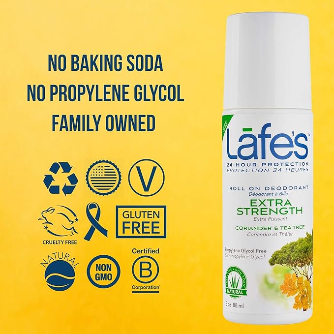Lafe's | Men's Roll On Aluminum Free Deodorant Variety - Active, Extra Strength, Fresh | Vegan, Cruelty Free, Gluten Free, Paraben Free & Baking Soda Free with 24-Hour Protection; 3 Pack (3oz each)