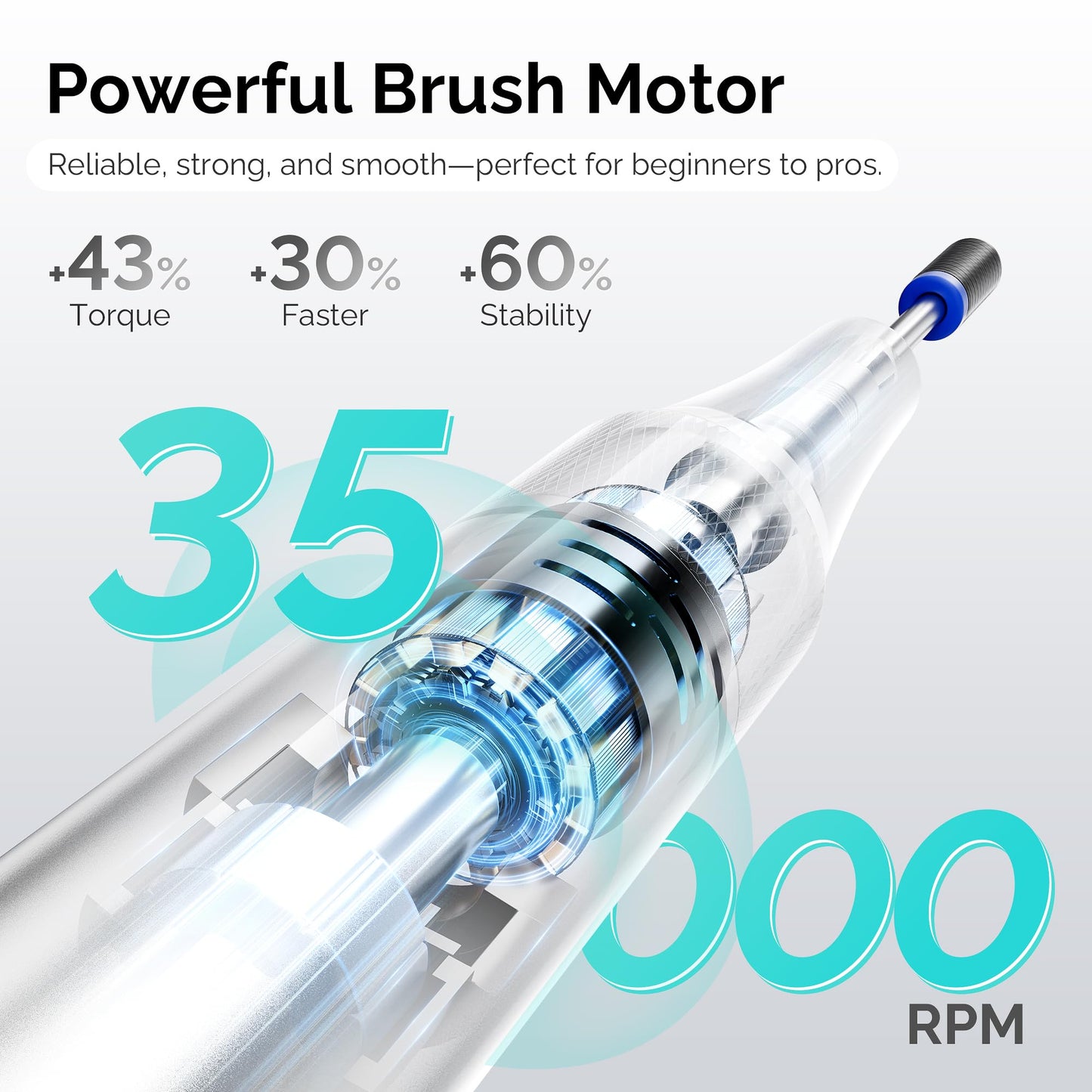 L'UGX Nail Drill Machine 35000RPM – Rechargeable Electric Nail File with LED Display, Portable Efile Nail Drill for Acrylic Gel Nails, Cordless Nails Drill for Beginners & Pros - Purple