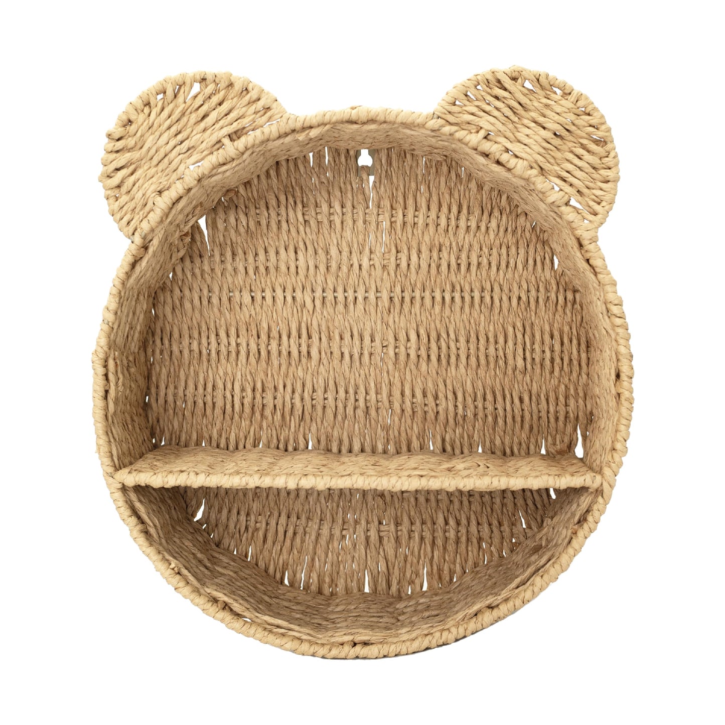 seicasaya Bear Shaped Floating Wall Shelf Handwoven Natural Paper Rope Nursery Decor for Kids Room (Natural)