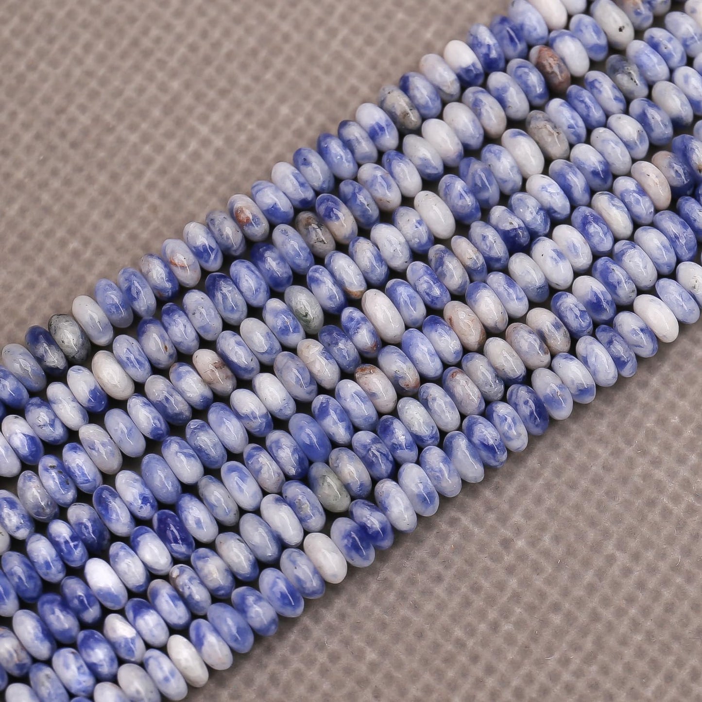 BONNY BOXX 1 Strand (150PCs) Natural 2 * 4mm Blue Dot Rondelle Beads, Natural Abacus Disk Stone Beads Loose Spacer Gemstone for DIY Bracelet Necklace Jewelry Making
