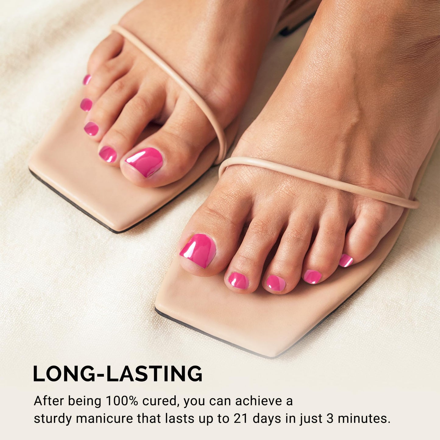 MelodySusie 32Pcs Semi Cured Gel Toe Nail Strips (Bright Pink), Pedicure Stickers for Toes, Works with Any UV/LED Lamps, Salon-Quality, Long Lasting, Easy to Apply & Remove
