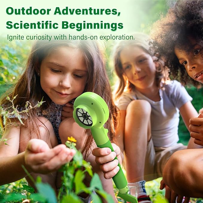 Microscope for Kids with Bug Catcher, 1080P HD Digital Handheld Portable Kids Microscope, 2 in 1 STEM Science Educational Learning Kit Christmas Birthday Gifts Toys for 3-15 Boys & Girls (Green)