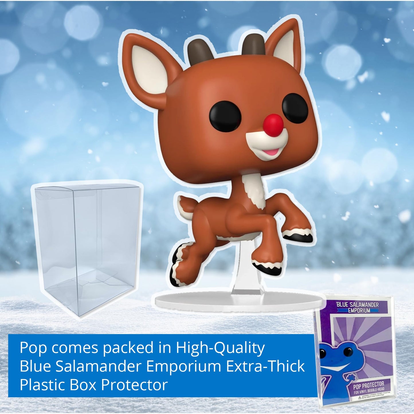 Blue Salamander Emporium Protective Case Bundle – Includes Rudolph (Flying) #1568 Vinyl Figure, Collectible Gift Idea