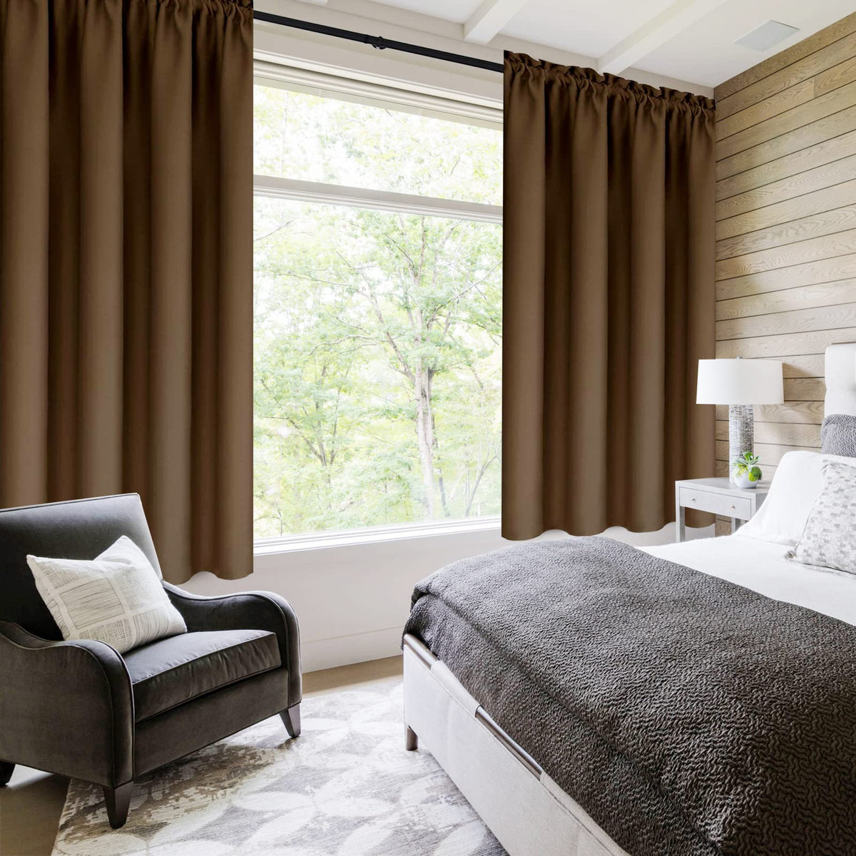 Blackout Curtains for Bedroom Living Room 42 x 63 Inch Long Brown
