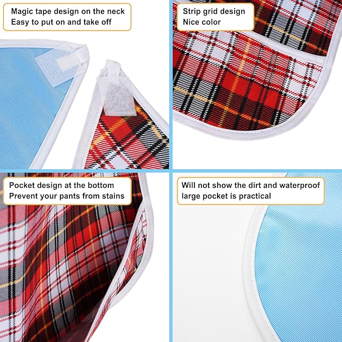 Adult Bibs, Waterproof Bib Clothing Protector with Crumb Catcher, Reusable Dining Bibs for Elderly, Men Women