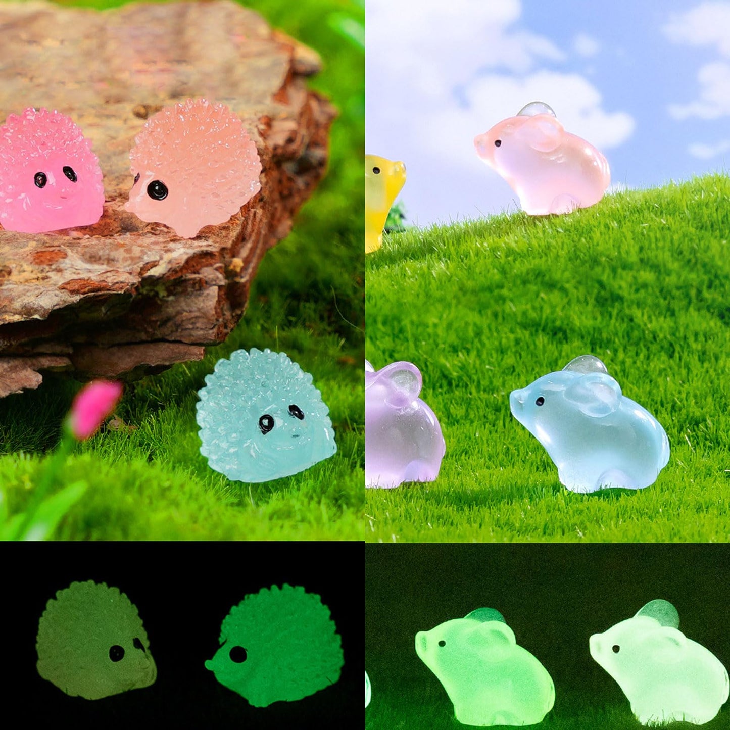 155 Pcs Mini Resin Animals Kit Accessories Variety Pack Glow Animal Figurines Resin Mini Ducks Alpacas Figurines Accessories for Variety Pack for Garden Micro Landscape Aquarium Potted Dollhouse Decor