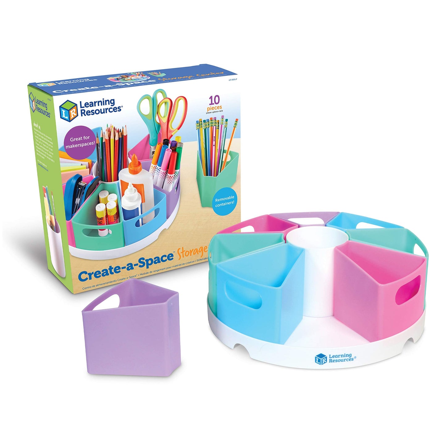 Learning Resources Create-a-Space Storage Center - Desk Organizer for Kids, Homeschool, Caddy, Back to School, Classroom Must Haves