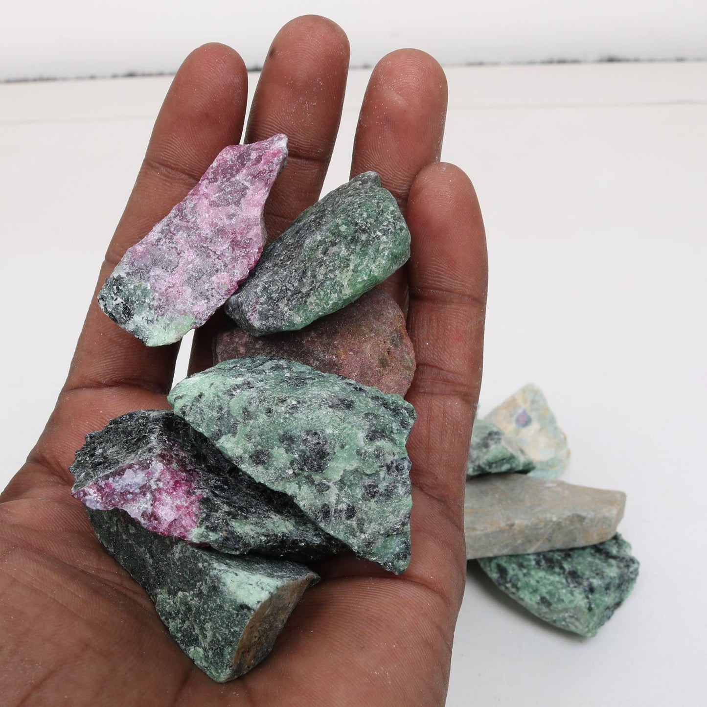 REAL-GEMS Natural Raw Healing Crystals Rough Stones for Tumbling, Cabbing, Polishing, Wire Wrapping, Wicca & Reiki Crystal Healing, Mix Gemstones,7 Chakra (Ruby Zozaite)