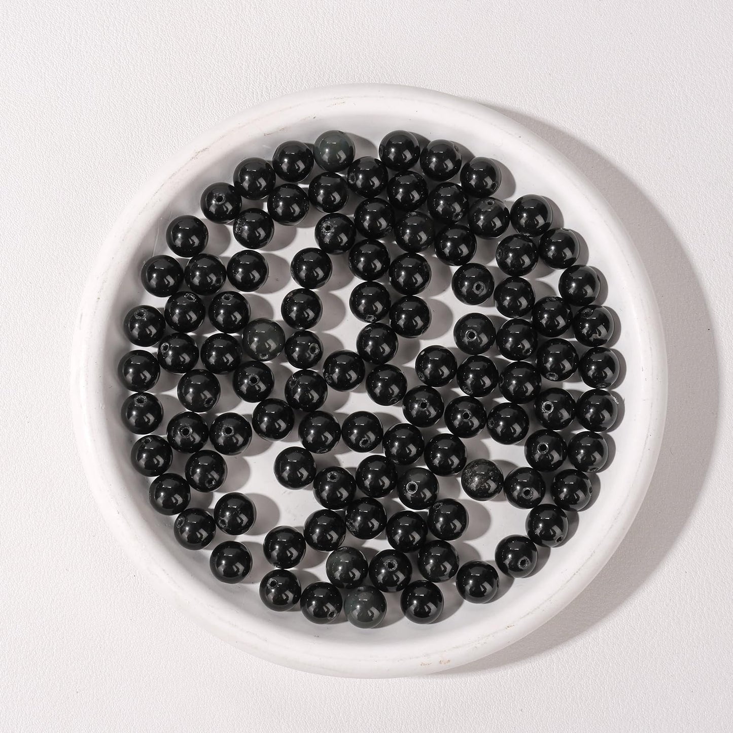 Raicegs 100pcs 8mm Obsidian Beads Natural Gemstone Beads Round Loose Beads for Jewelry Making DIY Bracelets Necklace