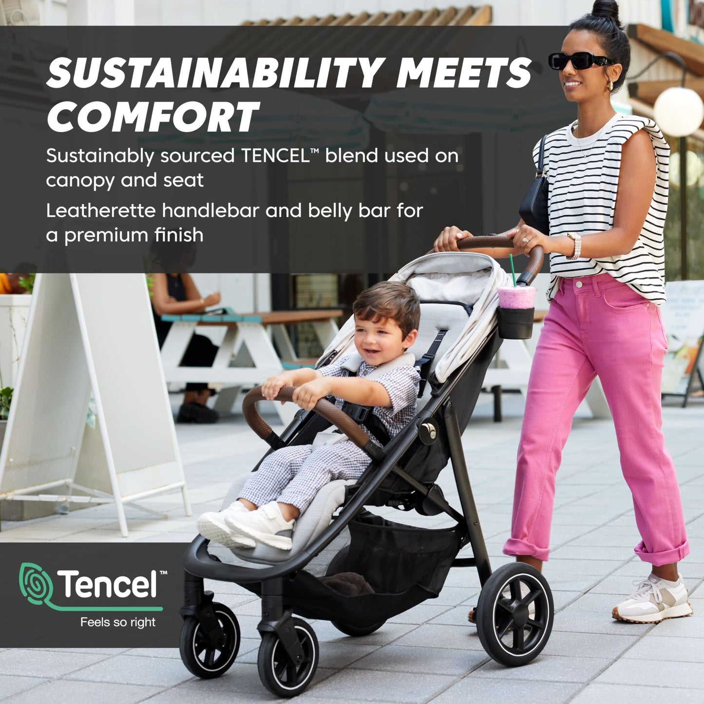 Baby Jogger® City Mini Air Lightweight Stroller, Compact Baby Stroller with All-Terrain Wheel Suspension Adjustable Seat with Calf Support Compact Fold, Rich Black