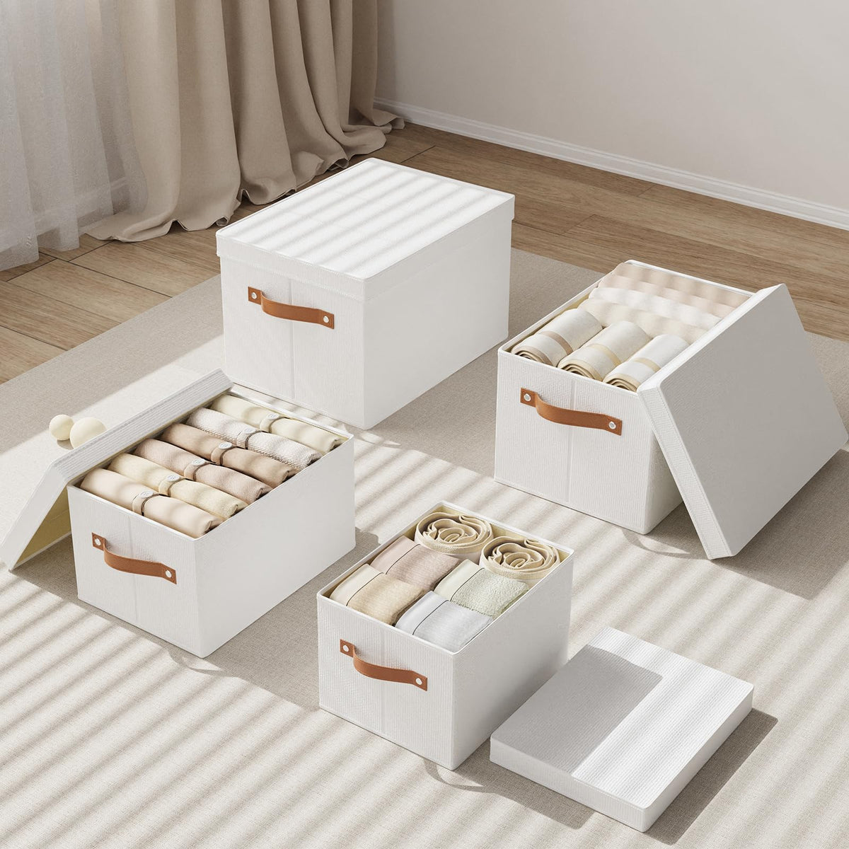 White Foldable Storage Bins