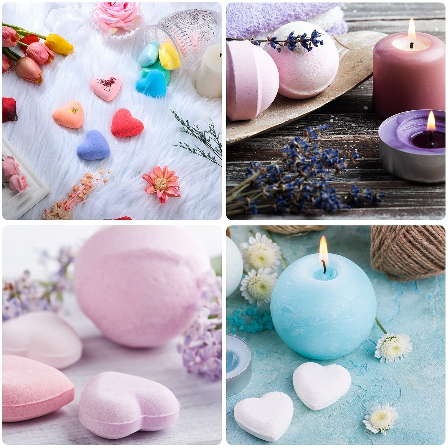 Patelai 12 Pcs Bath Bomb Molds 6 Shapes Metal DIY Bath Bomb Making Crafts Crafting Press Mould for Handmade Soaps Candle Cake Ice Cream Baking Handicrafts Making Supplies