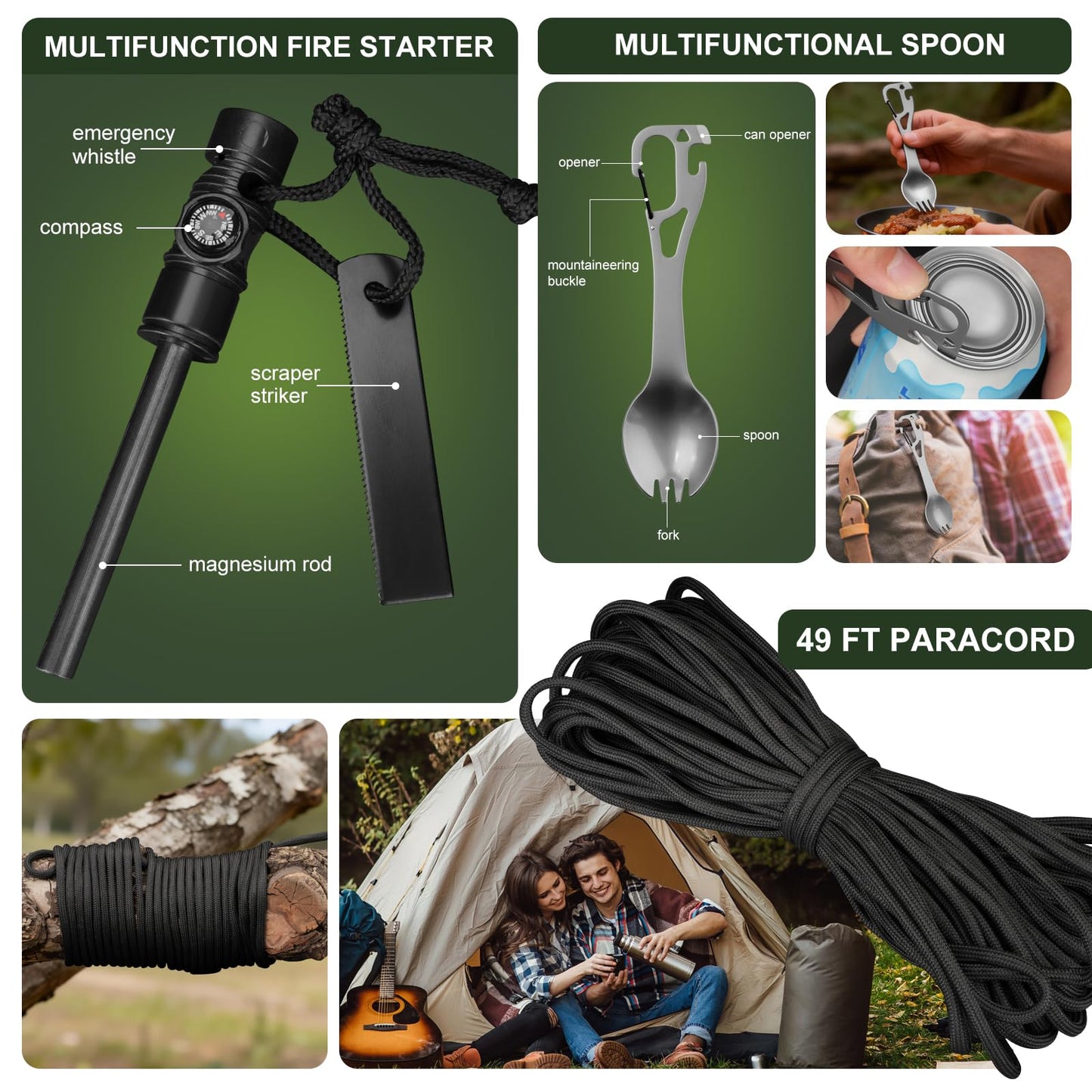 DRACHENADER Outdoor Gifts for Men – Survival Kit & Emergency Gear & Cool Gadgets for Hiking, Camping & Adventure for Husband, Dad, Son