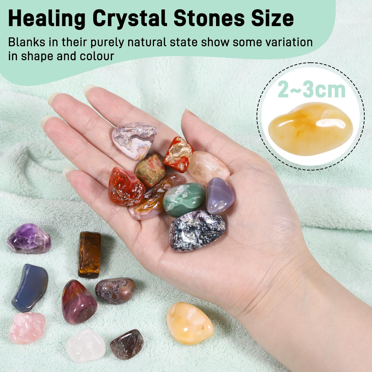 Zourglow 18 Pcs Healing Crystals and Stones Set, Natural Polished Gemstones, 0.8-1.2 Inch Tumbled Crystals, Lucky Pocket Stone for Reiki, Chakra Balancing, Meditation, Stress Relief