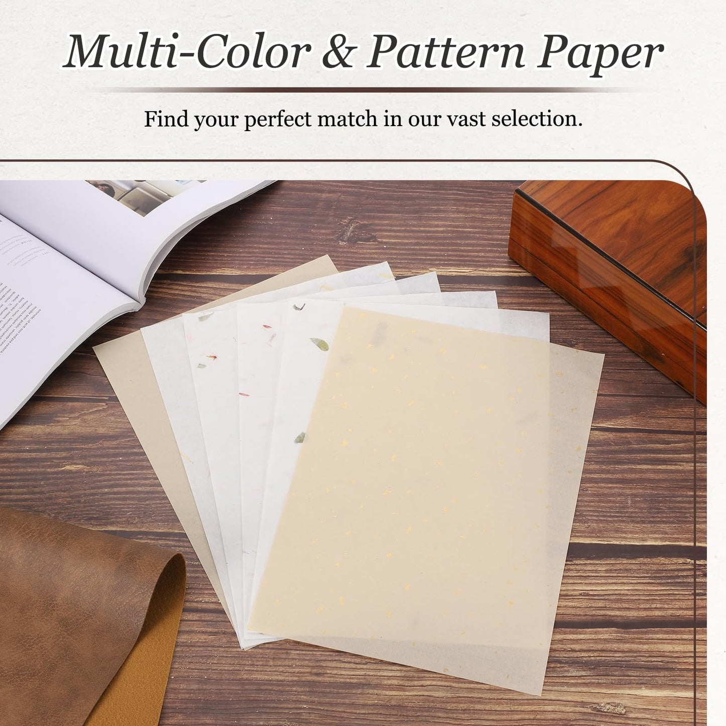 MECCANIXITY 100Pcs A4 Mulberry Paper, Natural Wood Fiber Unprepared Rice Paper Sheets Handmade Decoupage Art Tissue for Calligraphy DIY Drawing Writing Scrapbooking, Gold Dots Beige 8.3"x11.7"
