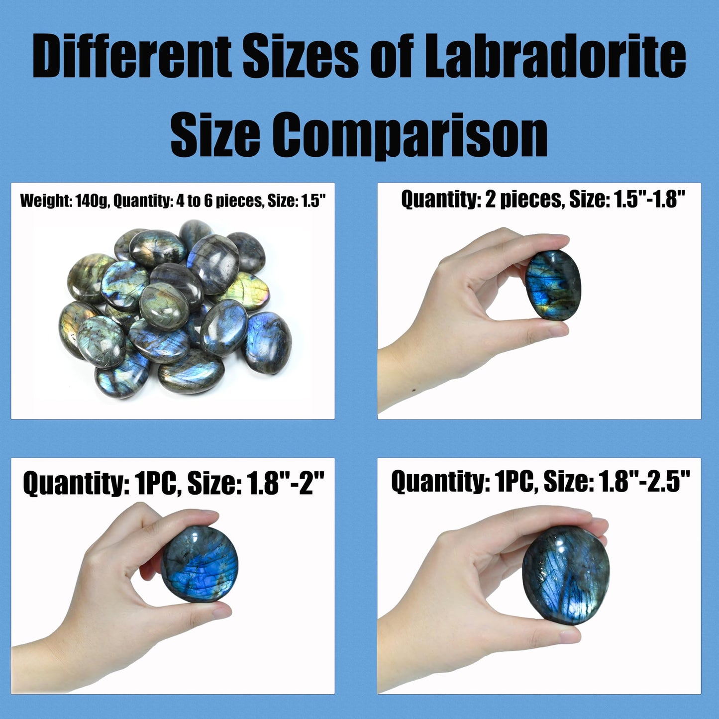 2PCS Labradorite Crystals, Irregular Shaped Gemstone Labradorite Worry Stones, Natural Hand Carved Palm Stone Worry Stone Crystals for Meditation, Home Decor