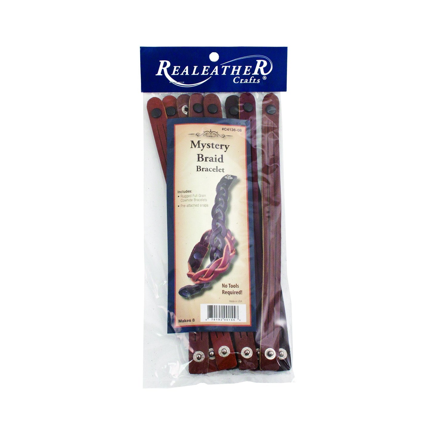 Realeather Silver Creek Silver Creek Leather Kit, Mystery Braid Bracelets (CS413608), Black and Brown