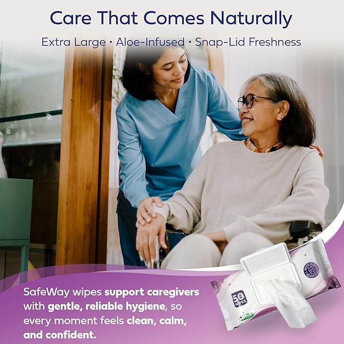SAFEWAY USA Adult Wipes Disposable — Multi-Purpose & Alcohol-Free, Preferred by Caregivers for Seniors & Incontinence Solution, Aloe-Infused, Ideal for Sensitive Skin — Extra Large, 24 Pack 1200 pcs.