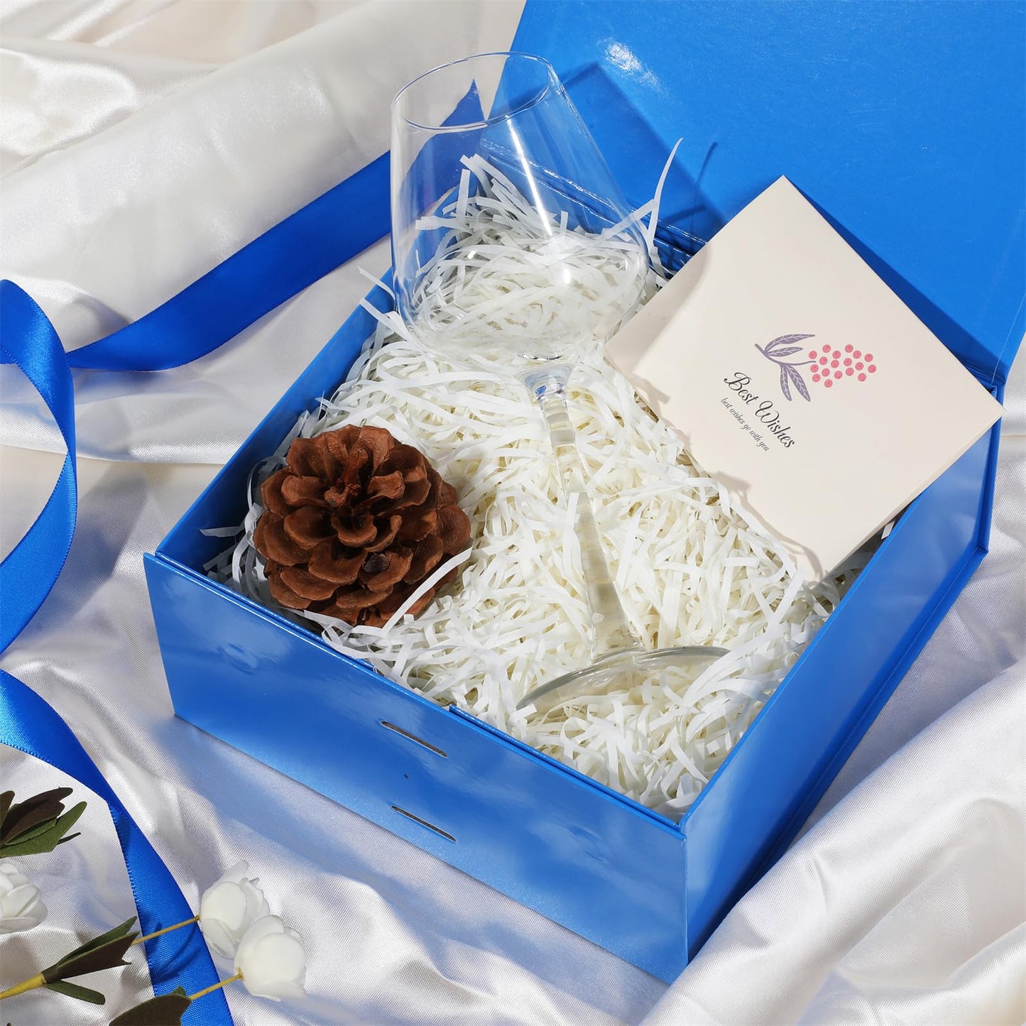 OEMVALATY Blue Gift Box,10x10x5 Inches Gift Boxes with Lids for Presents with Magnetic Closure and Ribbon for Wedding,Storage,Birthday