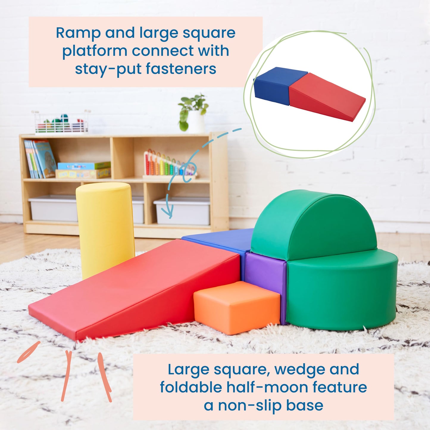 ECR4Kids SoftZone Crawl and Climb Playtime Playset, Building Blocks, Assorted, 6-Piece