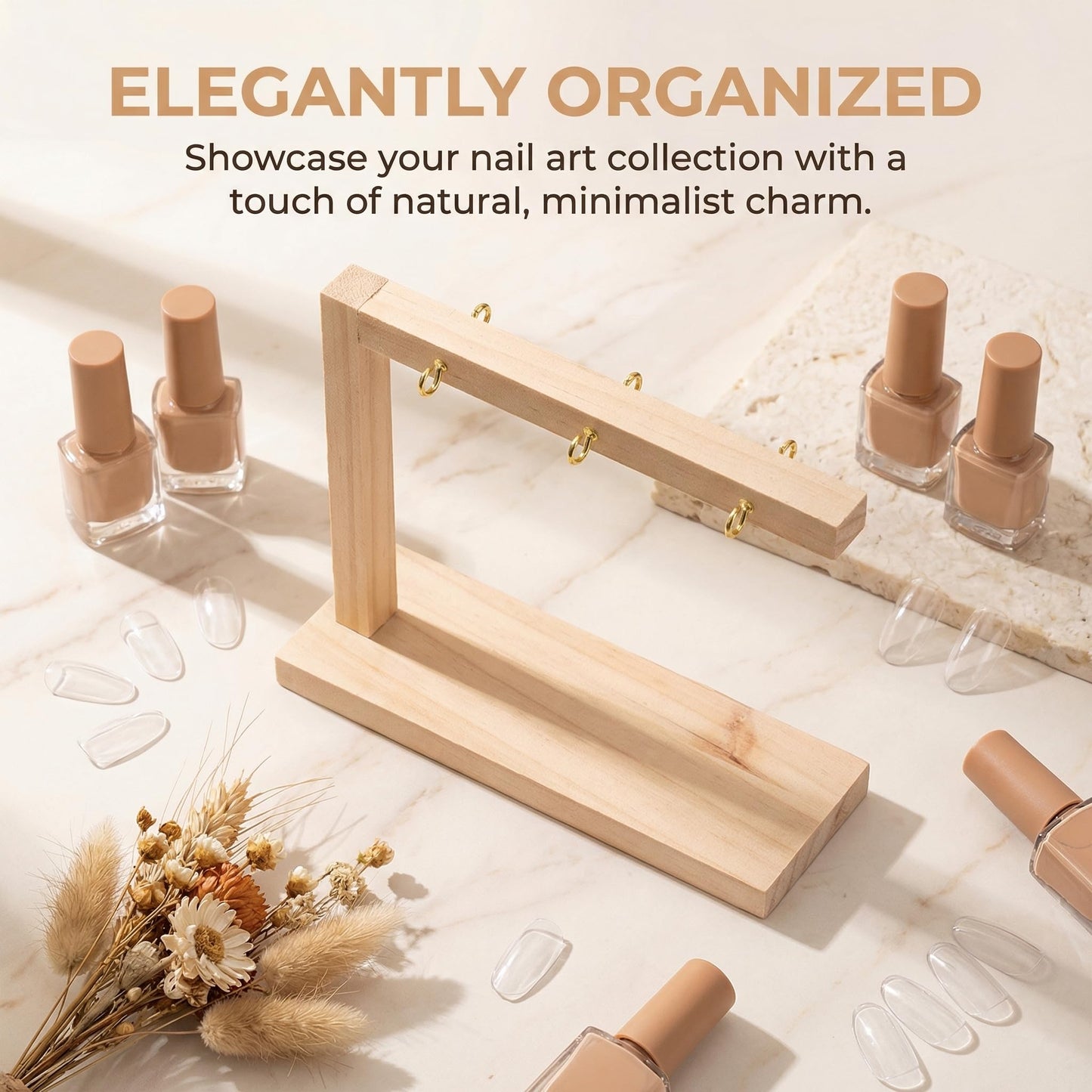 Teruyol Nail Swatch Sticks Display Stand Storage Manicure Tool Gift Organizer Rack for Women Home False Nails Sample Tips, L 20x6x17.5cm