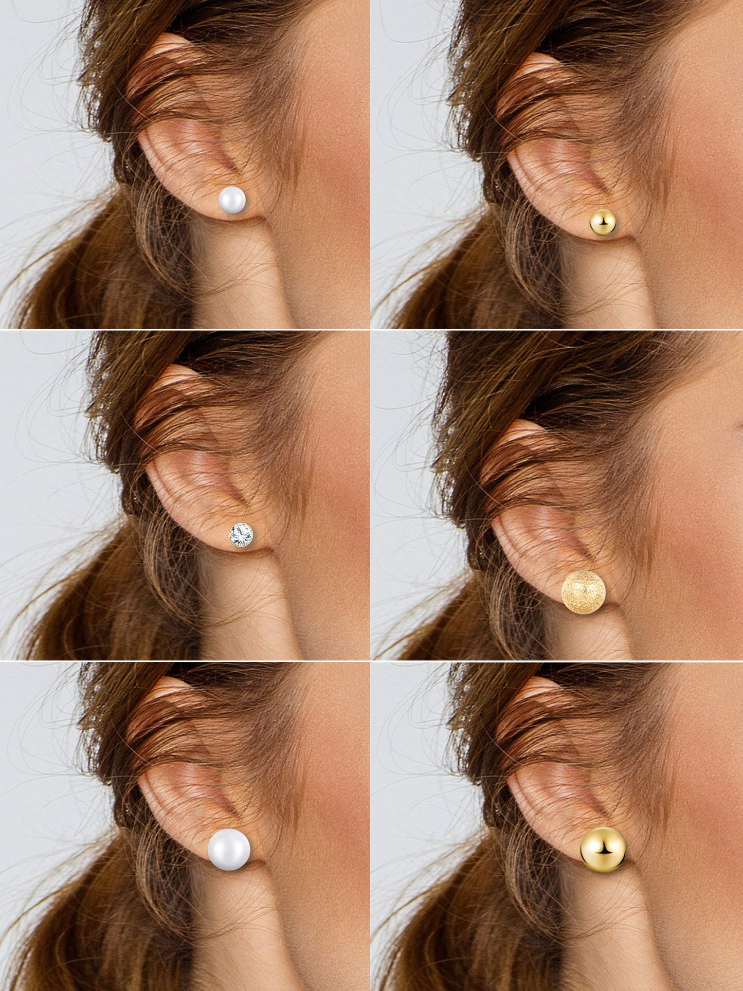 BBTO 24 Pairs Stud Earrings Crystal Pearl Earring Set Ear Stud Jewelry for Women Men(Gold)