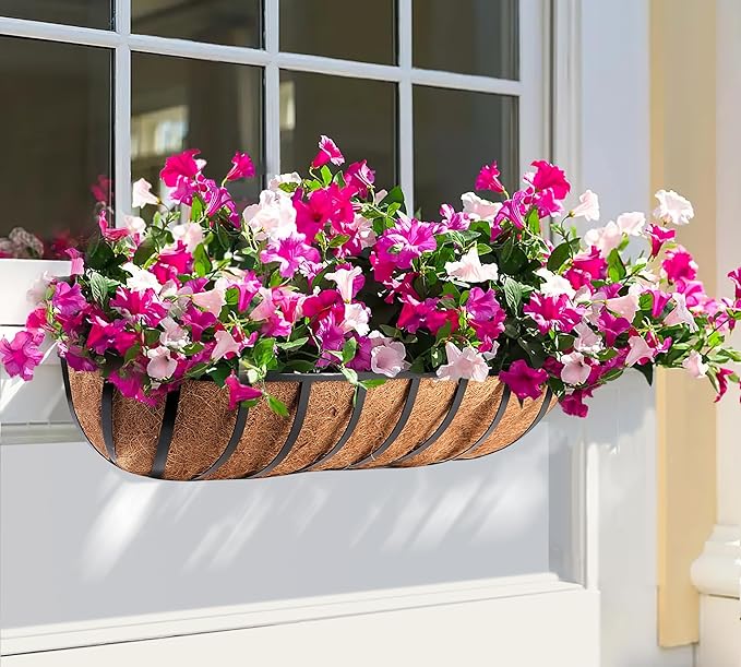 Y&M 36" Coco Liner for Window Box Deck Basket Planter Trough Coconut Fiber Liners, 2pcs Trough Coco Liner Pre-Formed Replacement