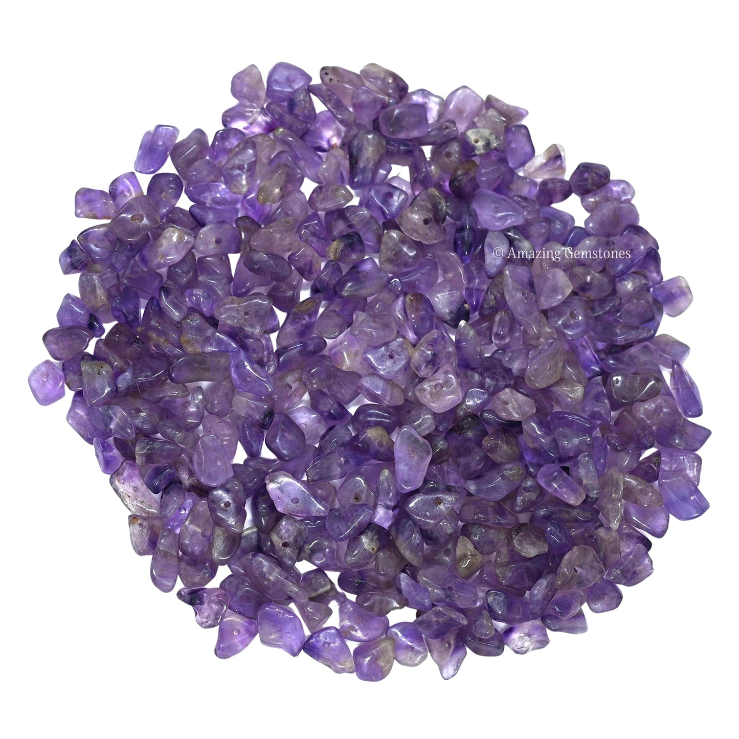 Amethyst Pre Drilled Natural Crystals Crushed Chips Beads for Jewelry Making, DIY Handmade Healing Crystals (25 Inch Strand)